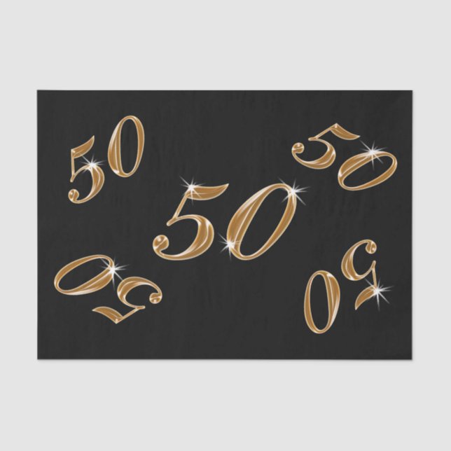 Papel de Tecido Preto e Dourado do 50º Aniversário (Frente )