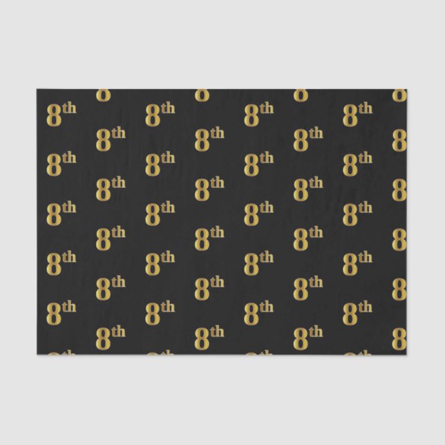 Papel de Tecido Preto, Faux Dourado 8º (Oitavo) (Frente )