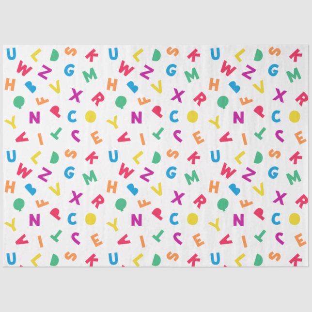 Papel de Tecido Rainbow Alphabet Scramble (Frente )