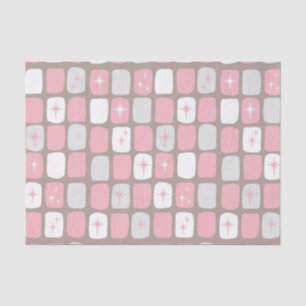 Papel de Tecido Retro-Rosa Starbursts