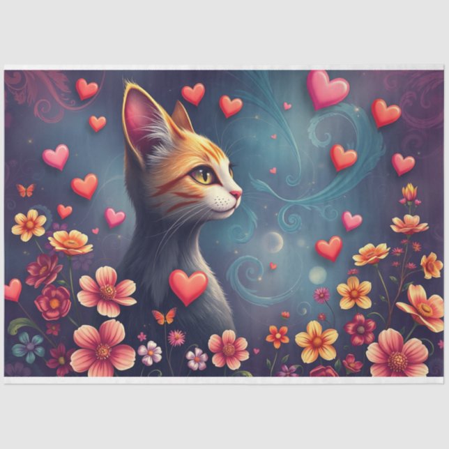 Papel de Tecido Romântico Colorido (Frente )