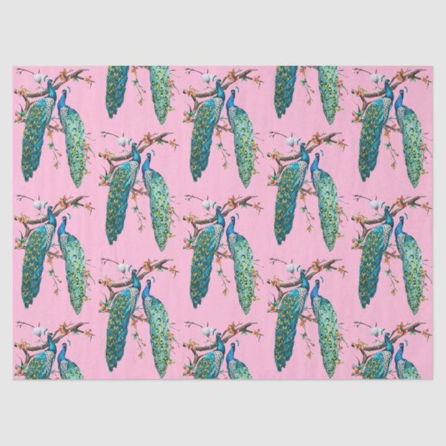 Papel de Tecido Rosa Design da Série Peacock 6 (Frente )