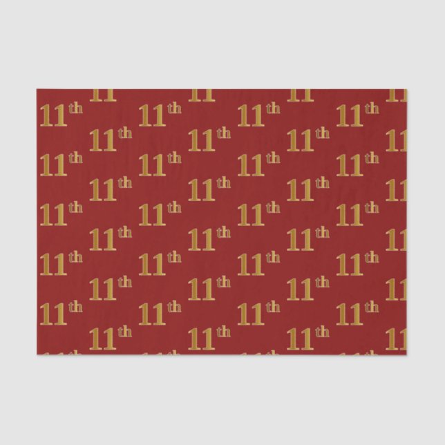 Papel de Tecido Vermelho, Faux Dourado 11 (11.º) (Frente )