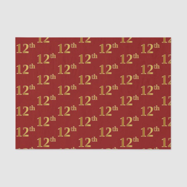 Papel de Tecido Vermelho, Faux Dourado 12 (12.º) (Frente )