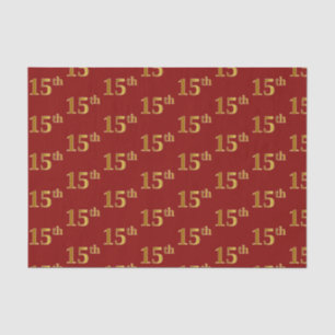 Papel de Tecido Vermelho, Faux Dourado 15 (Quinze)