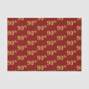 Papel de Tecido Vermelho, Faux Dourado 90 (90)