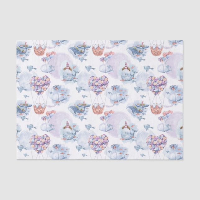 Papel de tecidos baleias e balões (Frente )