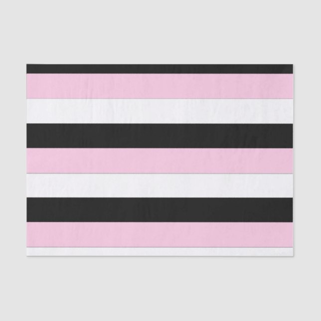 Papel de tecidos Black, Pink e White Strips (Frente )