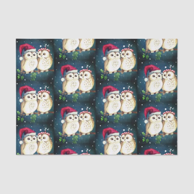 Papel de tecidos CHRISTMAS OWLS (Frente )