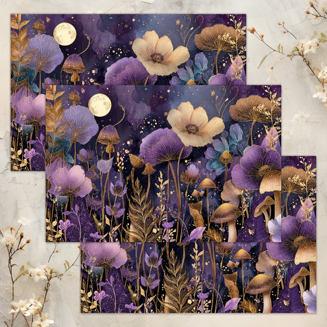 PAPEL DE TECIDOS DE DECOUPAÇÃO DE JARDIM MEIO-NOTU (ENCHANTED MIDNIGHT GARDEN DECOUPAGE TISSUE PAPER)