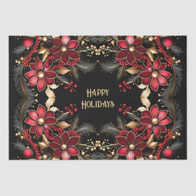 Papel de tecidos de férias das flores vermelhas (Frente )