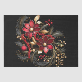 Papel de tecidos de férias das flores vermelhas