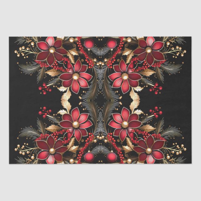 Papel de tecidos de férias das flores vermelhas (Frente )