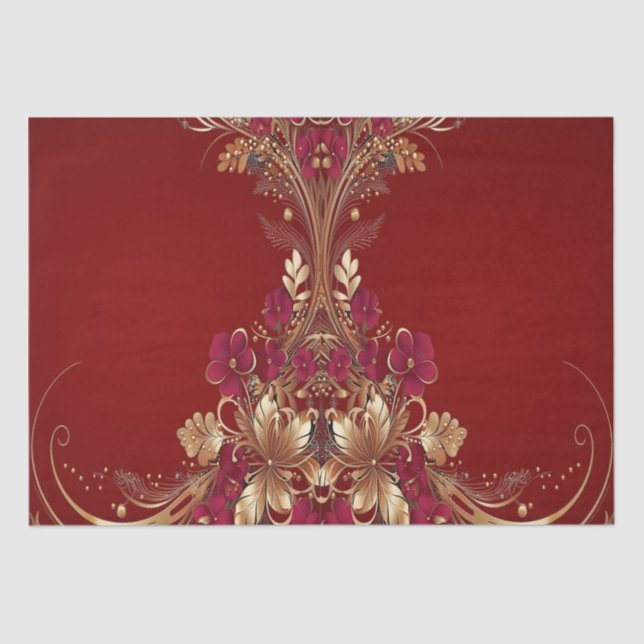 Papel de tecidos de férias Dourados vermelhos (Frente )