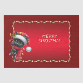 Papel de tecidos de Natal preto para gatos