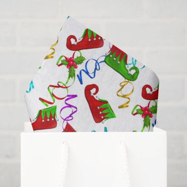 Papel de tecidos do padrão do calçado do elfo de N (Sacola de presentes)