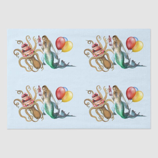 Papel de tecidos Sereia e do Partido Octopus (Frente )