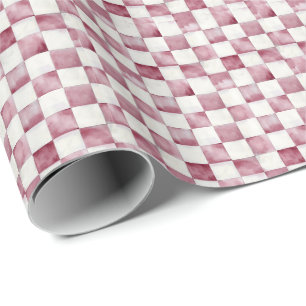Papel Decorativo de Presente Xadrez Vermelho