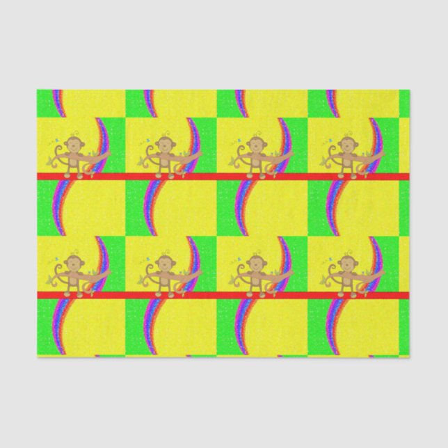 Papel decorativo para tecidos macacos (Frente )