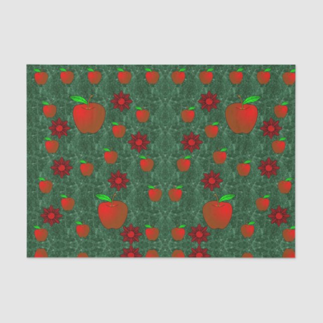 Papel decorativo para tecidos, maçãs vermelhas (Frente )