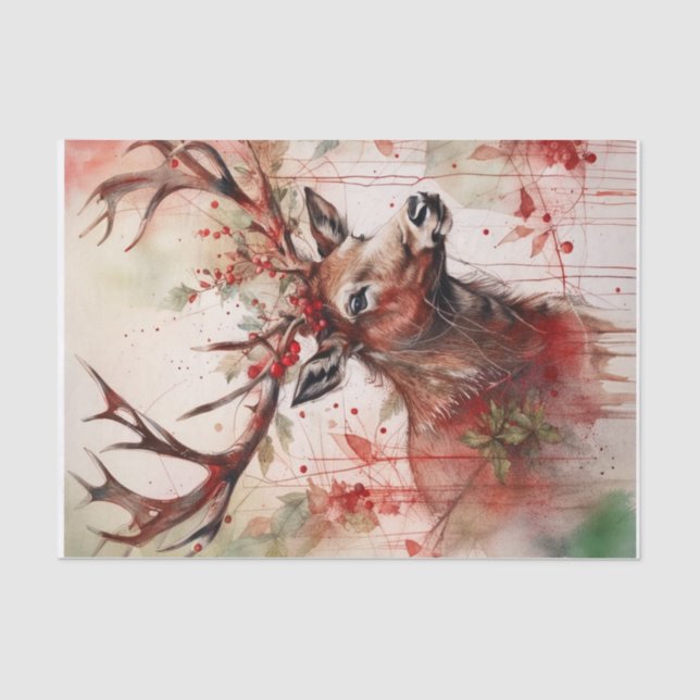 Papel Decoupage da Reindeer de Natal (Frente )