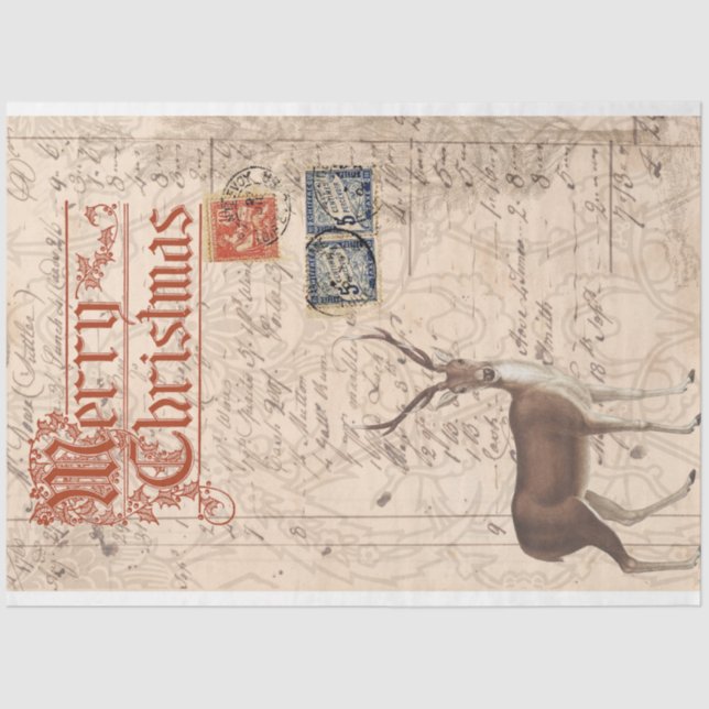 Papel Decoupage de Veado de Natal (Frente )