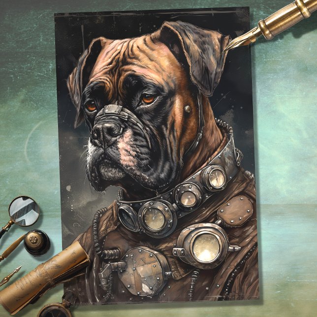 Papel Decoupage do Cachorro 2 Steampunk Boxer (Criador carregado)