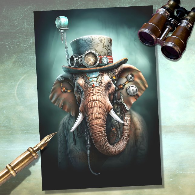Papel Decoupage do Elefante Steampunk 2 (Criador carregado)