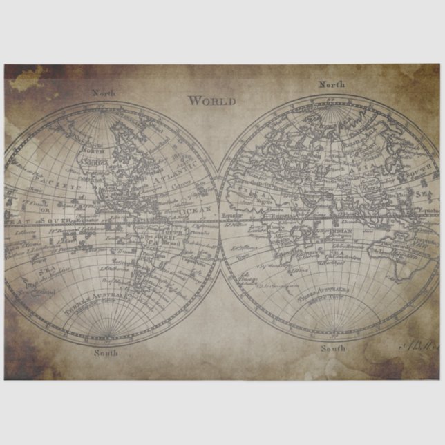 Papel Decoupage do Mapa Mundial (Frente )