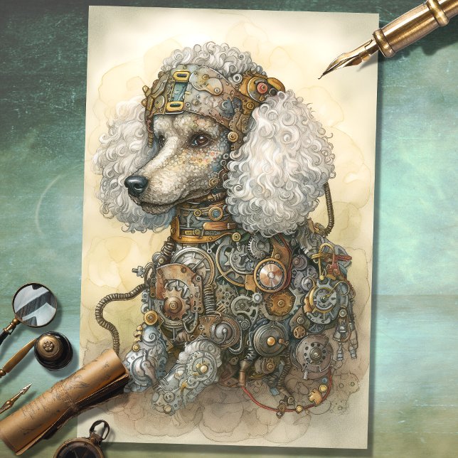 Papel Decoupage do Poodle 1 Steampunk (Criador carregado)