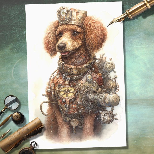 Papel Decoupage do Poodle 2 Steampunk (Criador carregado)