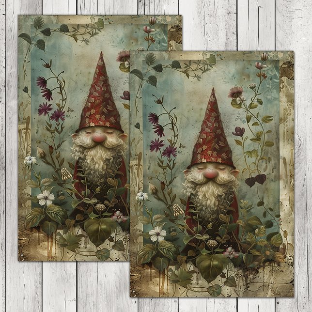 PAPEL DESEDROUXE DE GNOMO DA FLORESTA PEQUENA (LITTLE FOREST GNOME DECOUPAGE TISSUE PAPER)