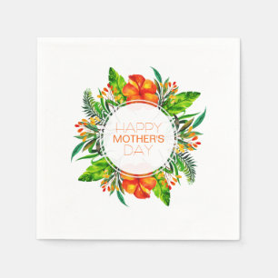 Papel Dia de as mães Feliz Tropical Floral Guardanapo