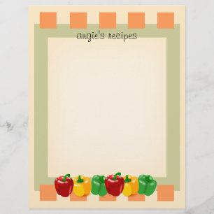 Papel dianteiro e traseiro 8.5x11 da receita da