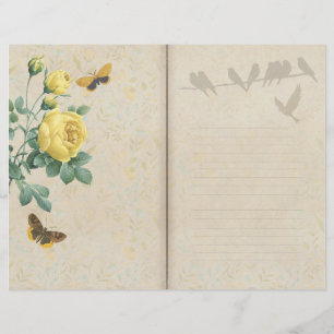 Papel Diário Rosa Amarelo Vintage