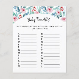 Papel do jogo "Baby Item ABC" para o chá de fralda