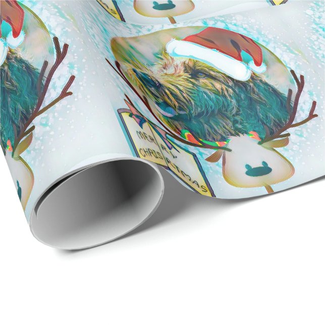 Papel do presente do Natal de Labradoodle do papai (Ponta do rolo)