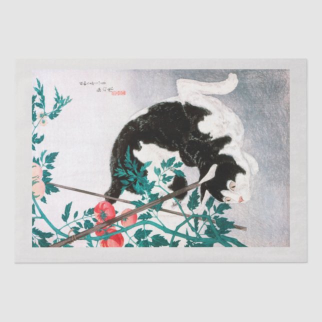 PAPEL DOS TECIDOS: JAPONÊS WOODBLOCK: Gato com Tom (Frente )