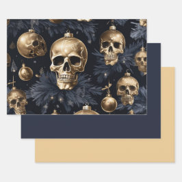 Papel Dourado de moldagem de crânio 3pc