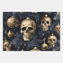 Papel Dourado de moldagem de crânio 3pc