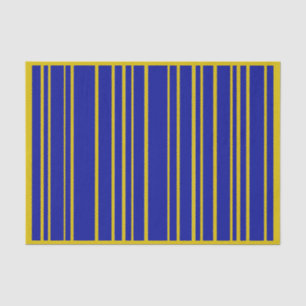 Papel Dourado e Azul de Tecido de Stripe