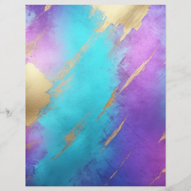 Papel Dourado para Escrapão em Turquesa Roxo (Frente)