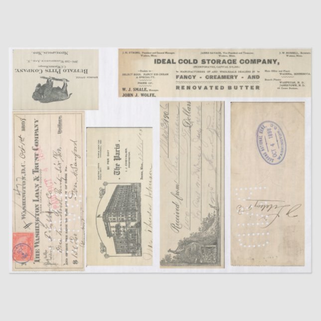 Papel efémero de Decoupage dos elementos do Diário (Frente )