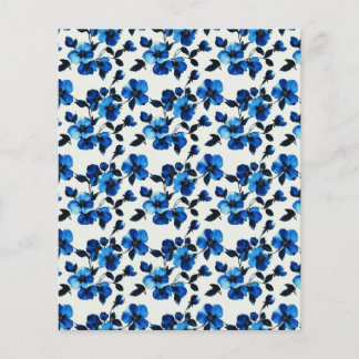 Papel Elegante Azul Floral para Álbum de Recortes