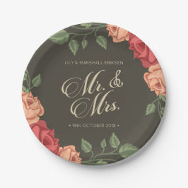 Papel Elegante Floral Casamento Sr. & Sra. | Prato de Pa