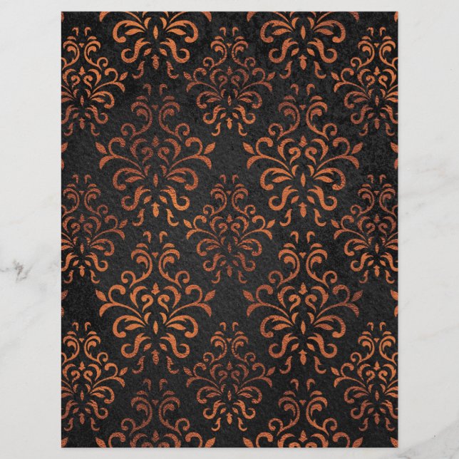 Papel elegante para cobre e Damasco preto (Frente)