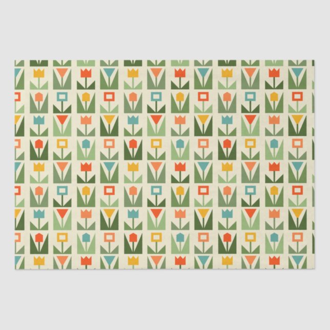 Papel Elegante para Tecidos com Flores de Abstrato (Frente )