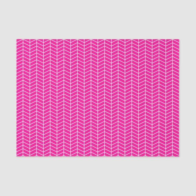 Papel em Teclado Chevron - Branco em Rosa Quente (Frente )