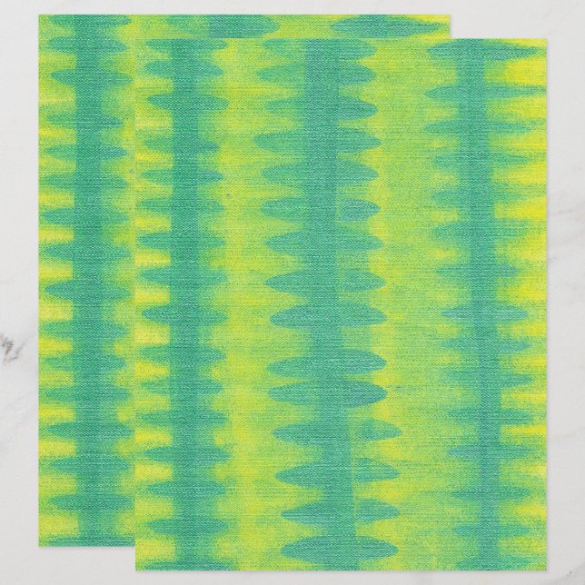 Papel Escaixão Verde Claro, Amarelo, Escrapbook (Frente/Verso)