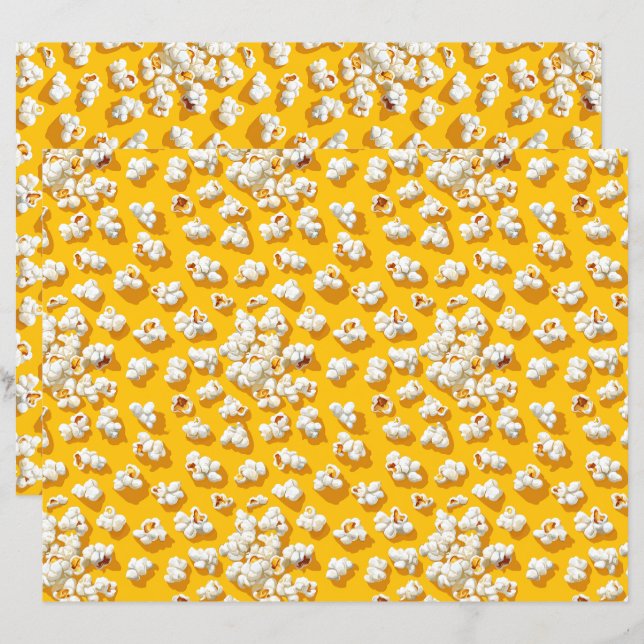 Papel Escrapado Amarelo de Padrão de Pipoca (Frente/Verso)